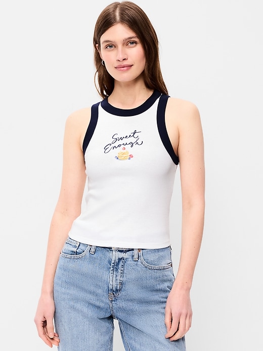 Image number 1 showing, Graphic Snug Crop Tank Top