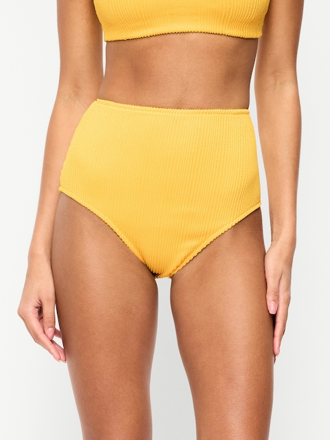 CULOTTE DE BIKINI CÔTELÉE À TAILLE HAUTE