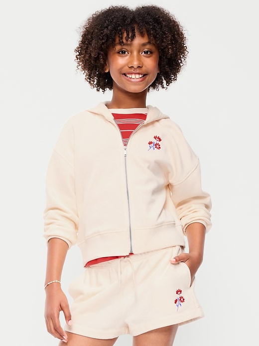 Image number 1 showing, Favorite Fleece Graphic Zip-Front Hoodie for Girls