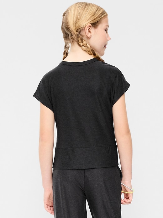 Image number 2 showing, CloudMotion Short-Sleeve Front-Knot T-Shirt for Girls