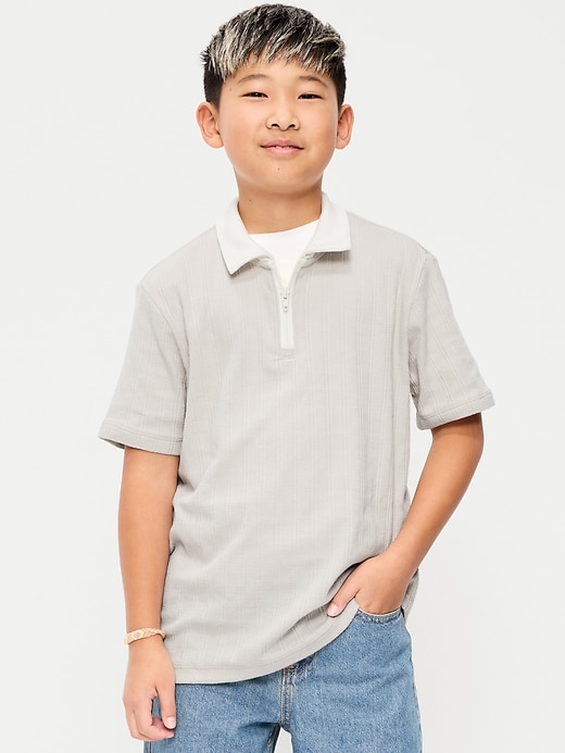 Image number 1 showing, Short-Sleeve Quarter-Zip Polo Shirt for Boys