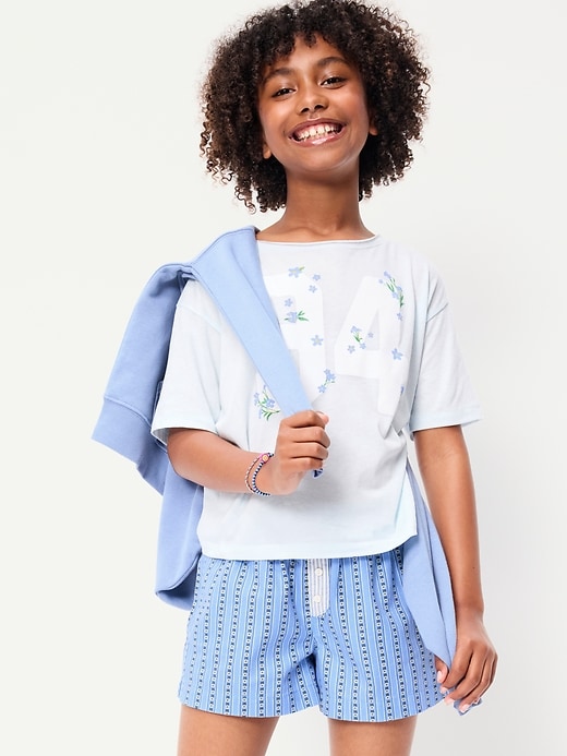 L'image numéro 3 présente Caleçon boxeur en sergé à motif pour fille