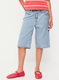 Image number 1 showing, Baggy Crossover Jean Shorts for Girls