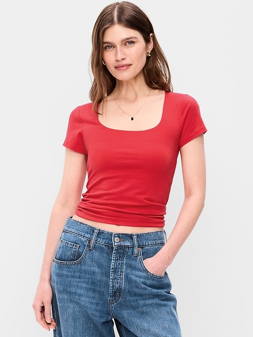 Image number 1 showing, Hug Double-Layer Scoop-Neck Top