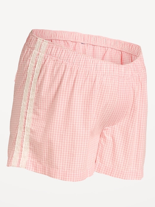 Image number 2 showing, Maternity Poplin Boxer Pajama Shorts