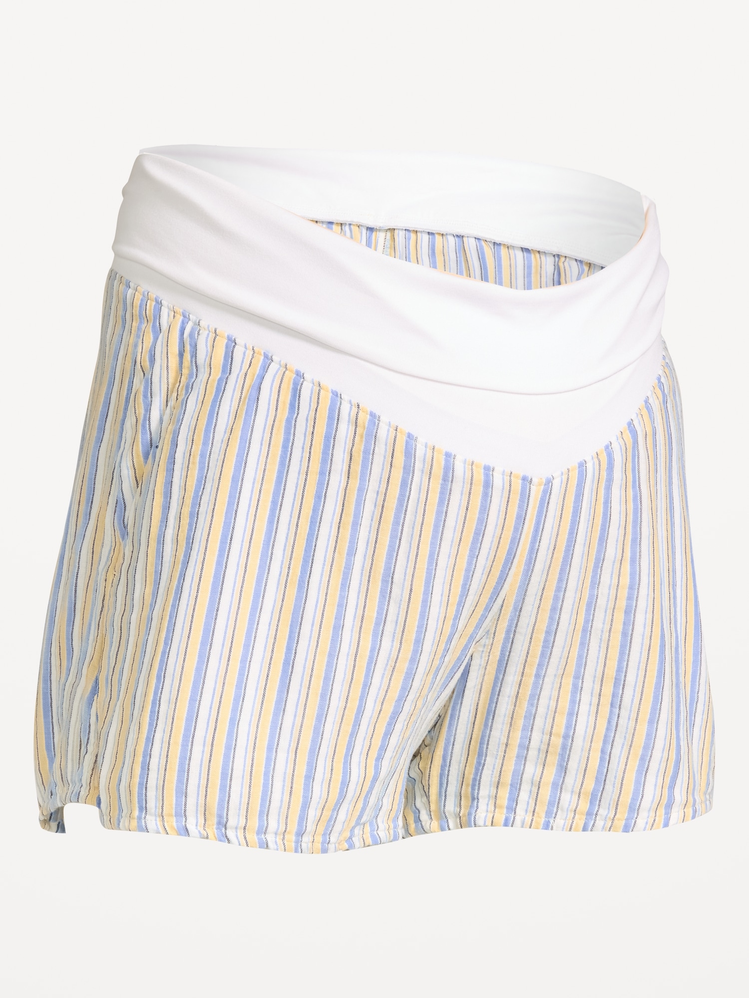 Maternity Foldover-Waist Relaxed Pull-On Crinkle Gauze Shorts