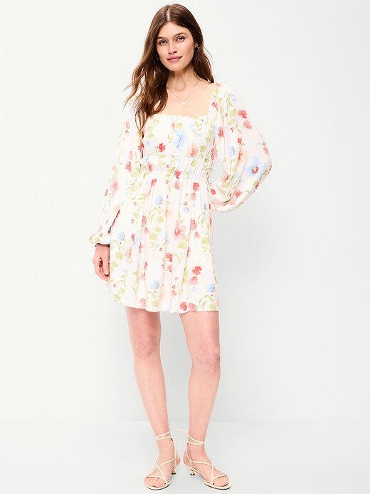 Image number 1 showing, Long-Sleeve Crepe Mini Dress