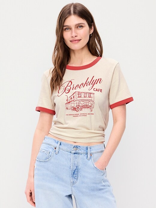 Image number 1 showing, EveryWear Crew-Neck Graphic Ringer T-Shirt