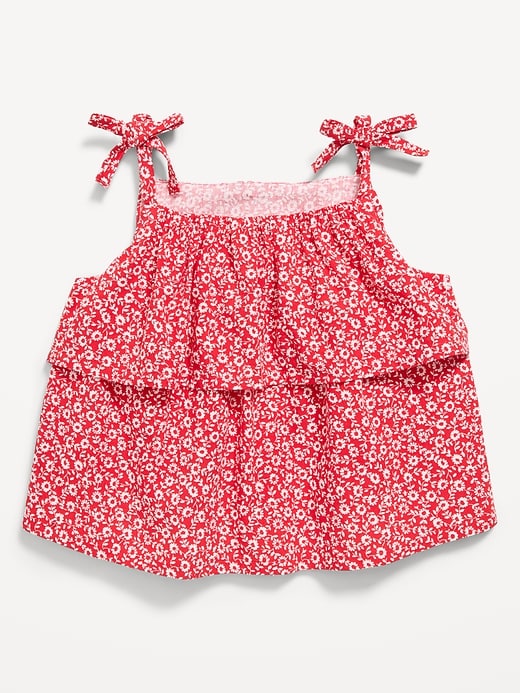 Image number 1 showing, Printed Sleeveless Crinkle Tie-Strap Top for Toddler Girls