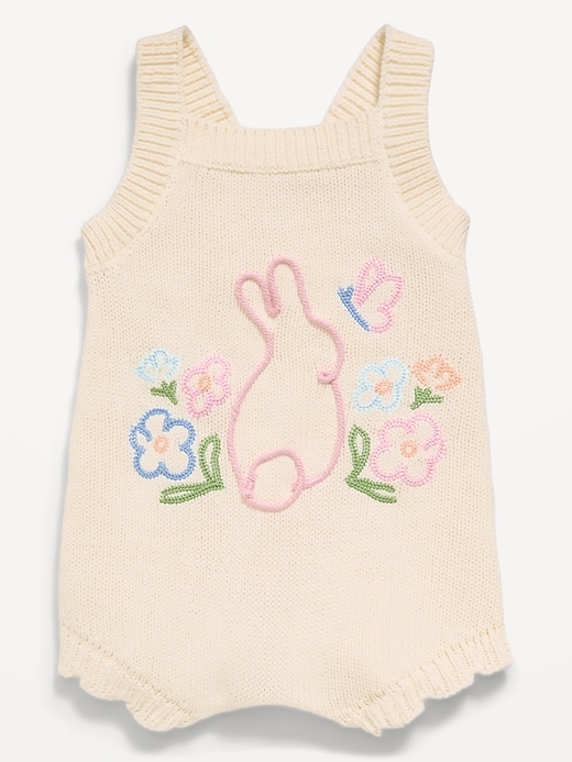Image number 1 showing, Sleeveless Embroidered Sweater One-Piece Romper for Baby