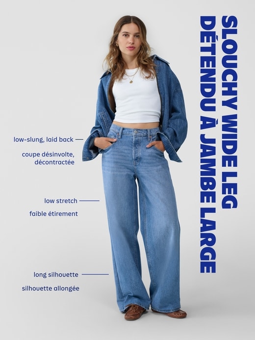 L'image numéro 6 présente Jean coupe détendue à jambe large à taille basse