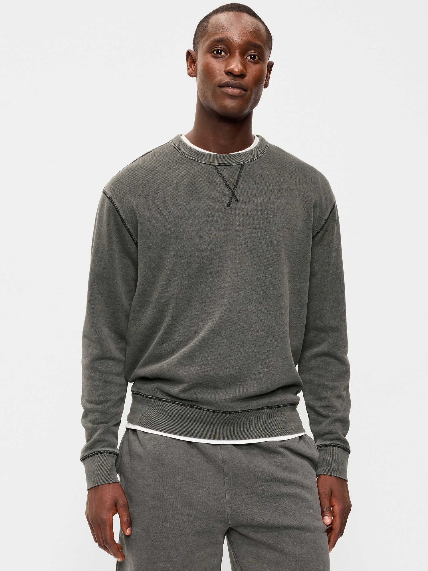 Loose Garment-Washed Crew-Neck Sweatshirt