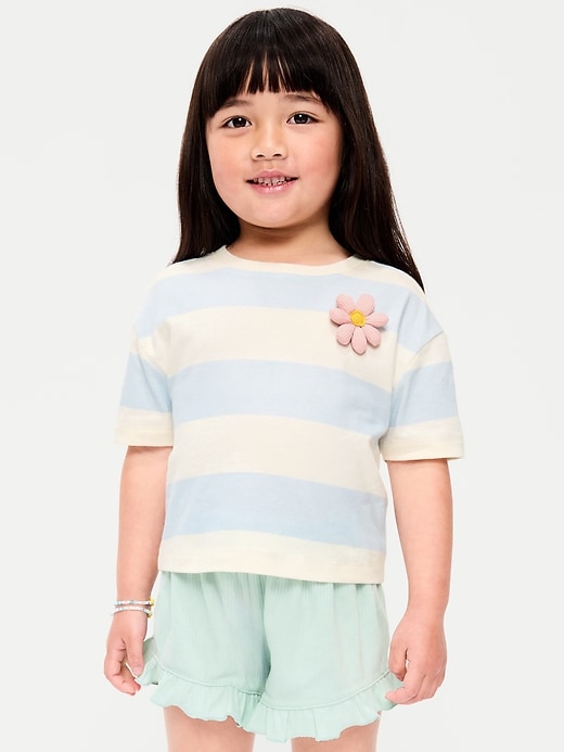 Image number 1 showing, Boxy Short-Sleeve Applique T-Shirt for Toddler Girls