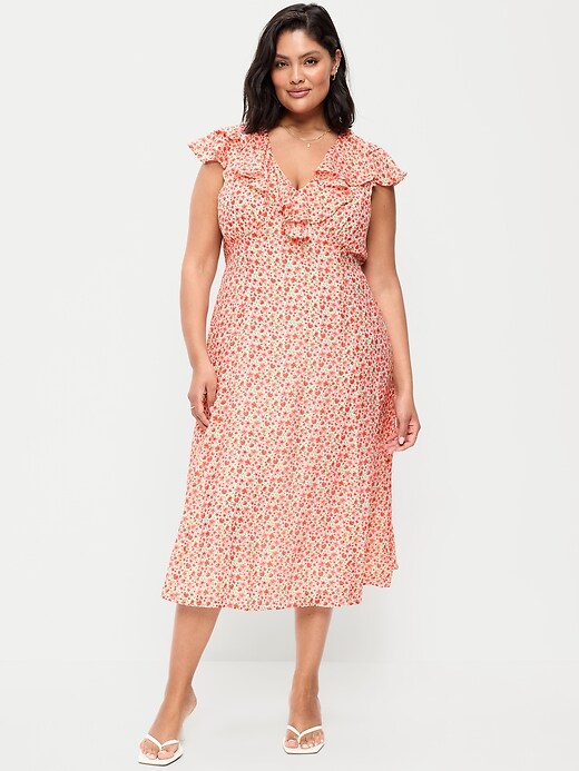 Image number 7 showing, Ruffle-Sleeve Fit & Flare Midi Dress