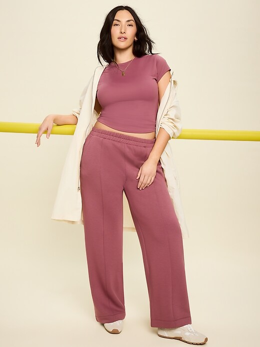 Image number 1 showing, High-Waisted Bounce Fleece Wide-Leg Sweatpants