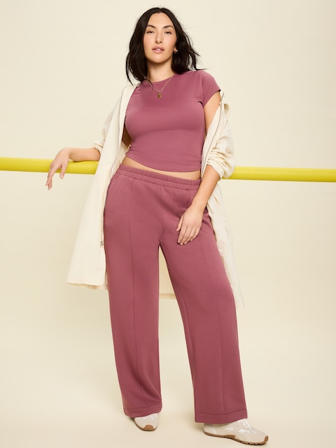 High-Waisted Bounce Fleece Wide-Leg Sweatpants