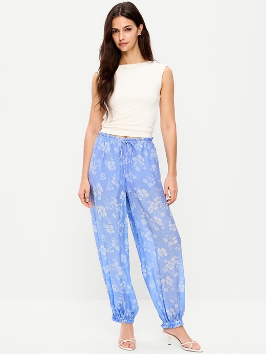 Image number 1 showing, High-Waisted Chiffon Harem Pants