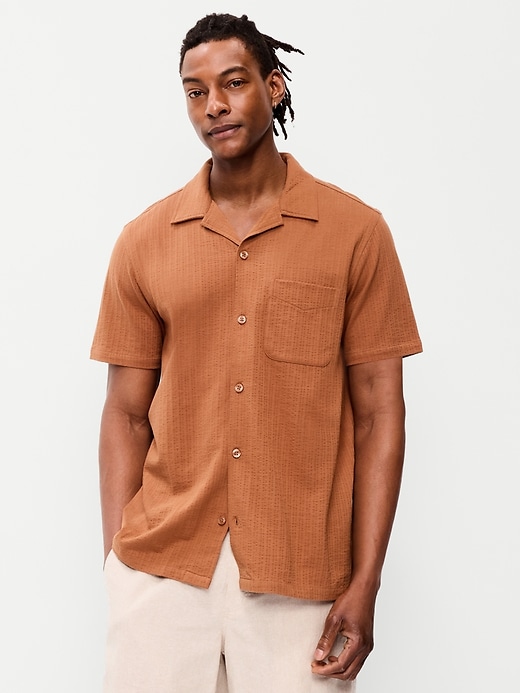 Image number 1 showing, Short-Sleeve Textured Camp Shirt