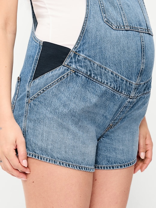 Image number 5 showing, Maternity Side-Panel Jean Shortalls