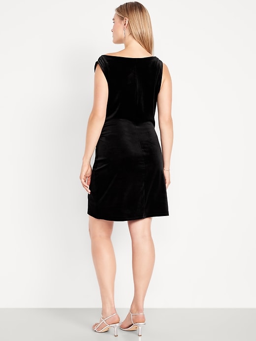 Image number 8 showing, Off-the-Shoulder Ruched Velvet Mini Dress
