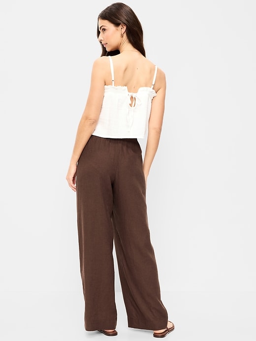 Image number 3 showing, High-Waisted Linen-Blend Wide-Leg Pants