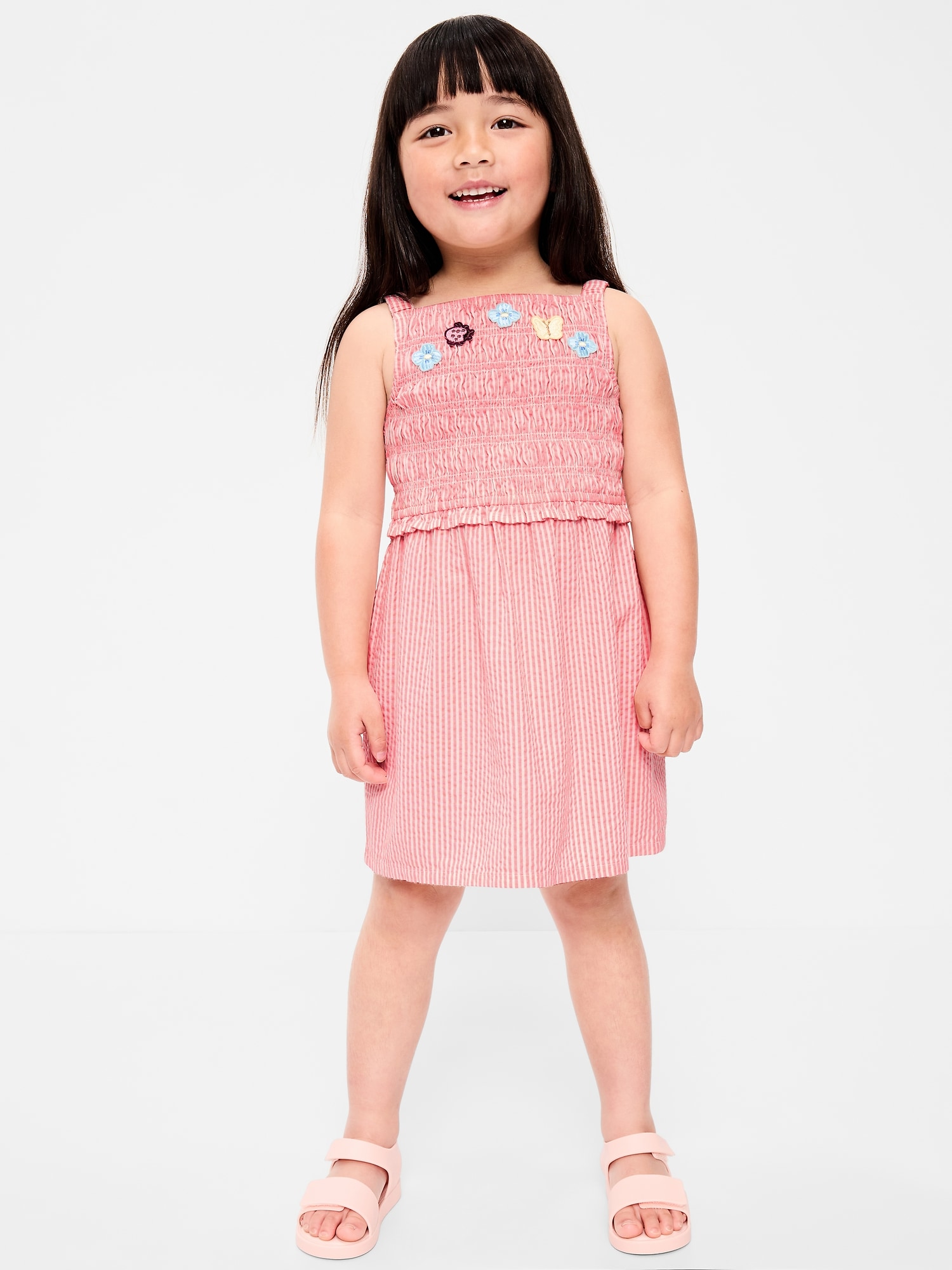 Sleeveless Smocked Textured Dress for Toddler Girls