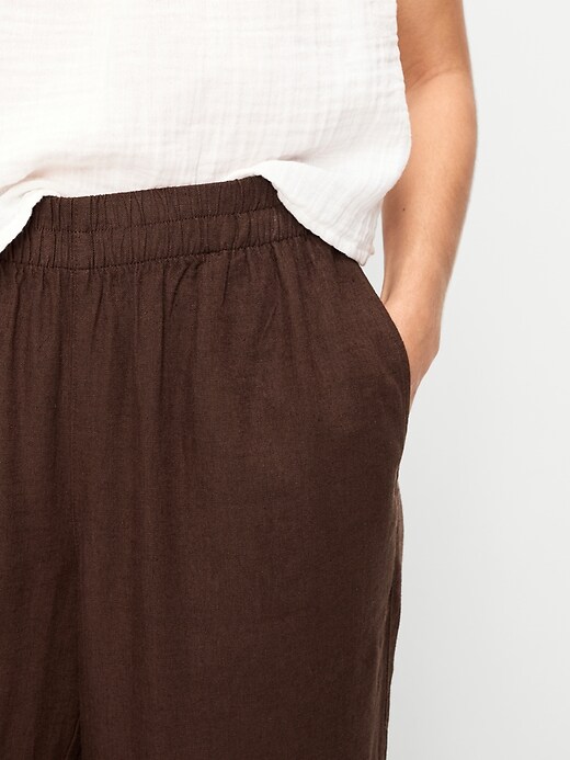 Image number 4 showing, High-Waisted Linen-Blend Wide-Leg Pants