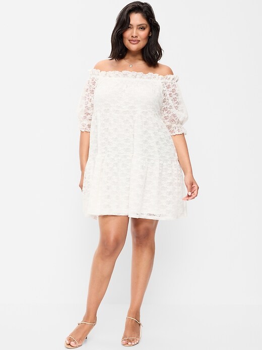Image number 6 showing, Off-The-Shoulder Lace Mini Dress
