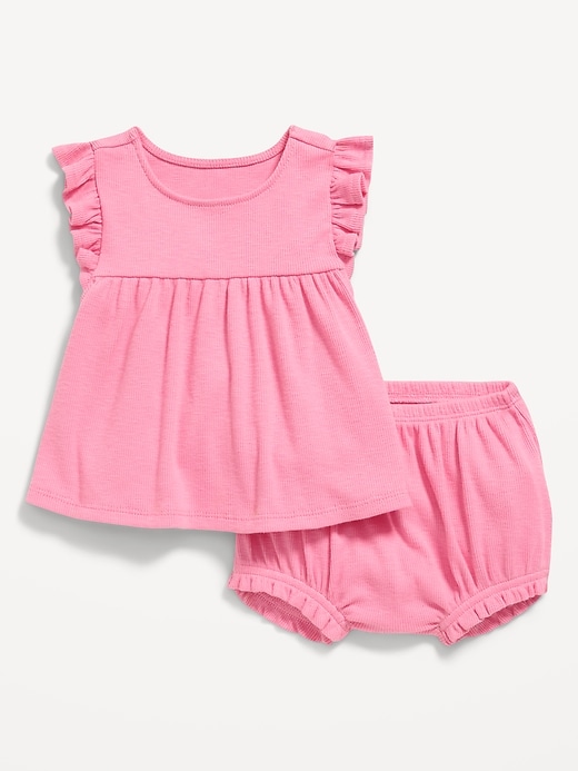 Image number 2 showing, Ribbed Flutter-Sleeve Top and Shorts Set for Baby