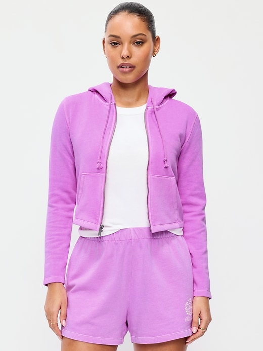 Image number 1 showing, Shrunken Cropped Zip Hoodie Sweatshirt