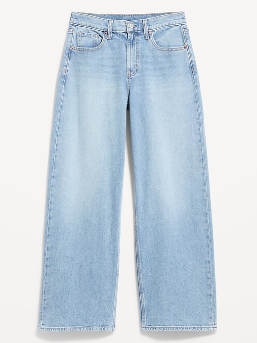 Image number 1 showing, High-Waisted Baggy Wide-Leg Stretch Jeans