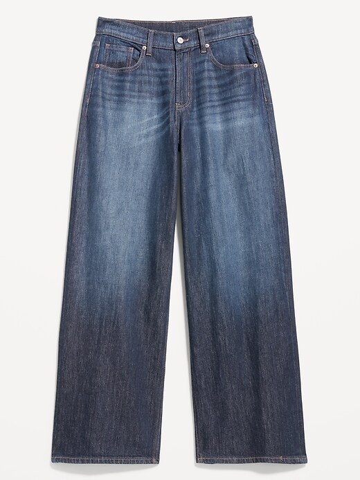Image number 1 showing, High-Waisted Baggy Wide-Leg Stretch Jeans
