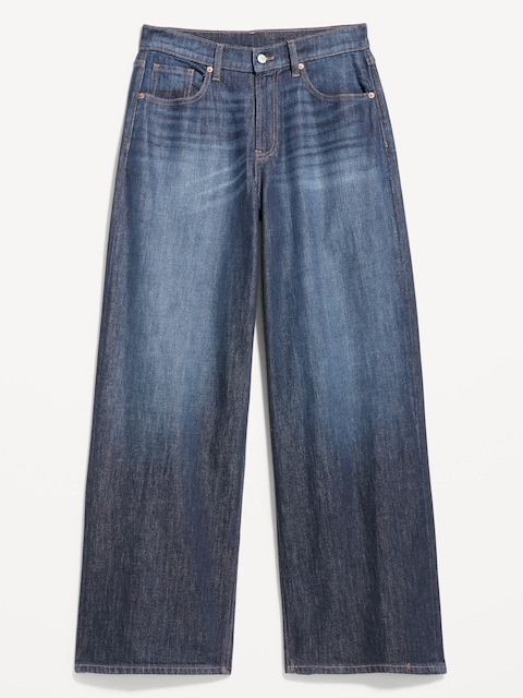 High-Waisted Baggy Wide-Leg Stretch Jeans