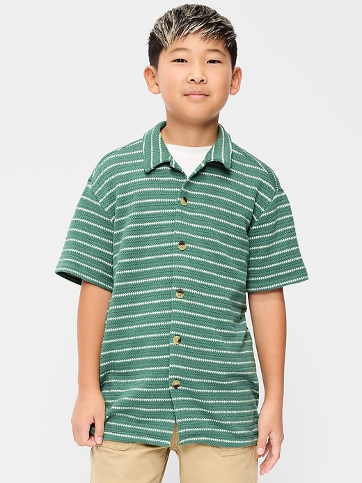 Image number 1 showing, Oversized Short-Sleeve Sweater-Knit Shirt for Boys