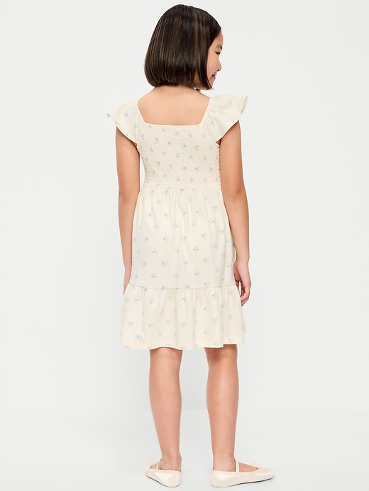 Image number 2 showing, Printed Fit and Flare Smocked Dress for Girls