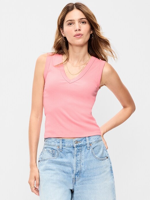 Image number 1 showing, Snug Crop V-Neck Tank Top