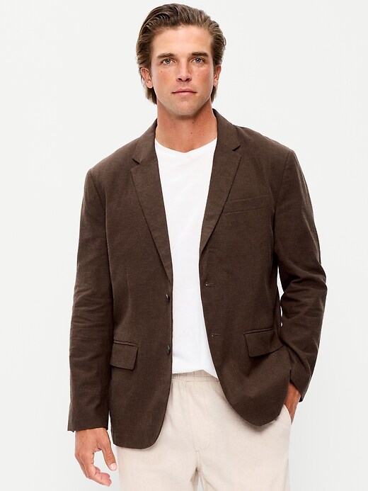 Image number 1 showing, Relaxed Unlined Linen-Blend Blazer