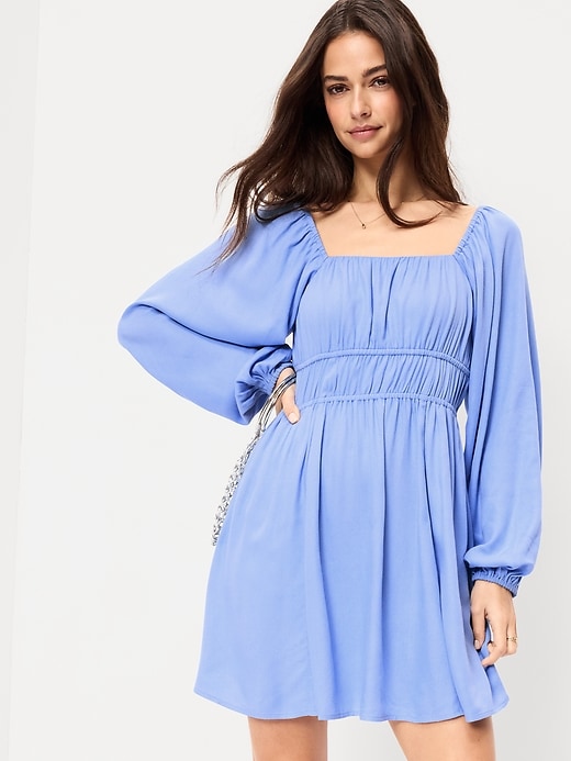 Image number 2 showing, Long-Sleeve Square-Neck Mini Dress