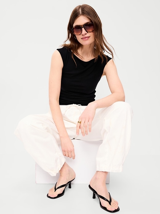 Image number 3 showing, Cap-Sleeve Tie-Back Top