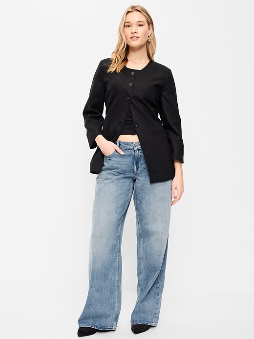 Image number 3 showing, Low-Rise Baggy Wide-Leg Jeans