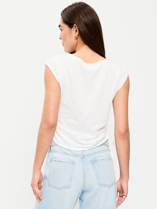 Image number 2 showing, Cap-Sleeve Shirred Side Top