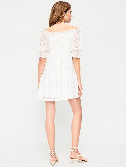 Image number 2 showing, Off-The-Shoulder Lace Mini Dress