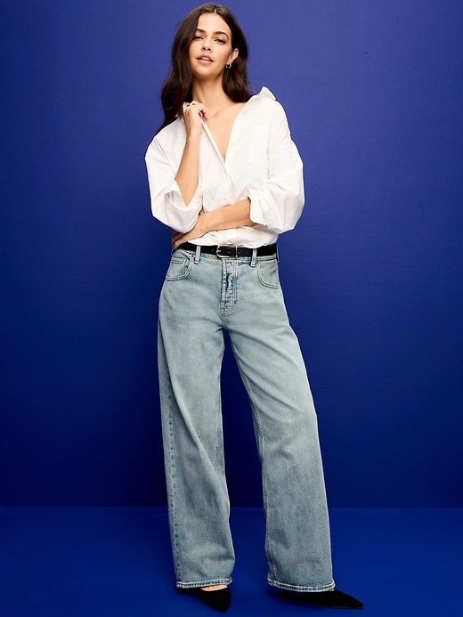 Image number 1 showing, Low-Rise Slouchy Wide-Leg Jeans