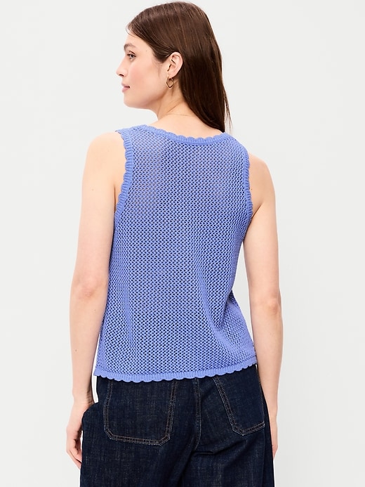 Image number 2 showing, Sleeveless Seaside Cotton Crochet Tank Top