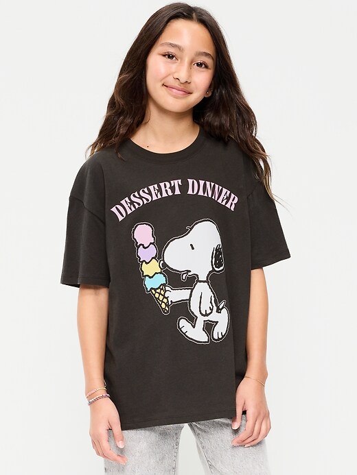 Image number 1 showing, Peanuts™ Snoopy Oversized Graphic T-Shirt for Girls