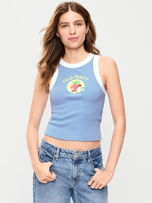 Image number 1 showing, Snug Ribbed Crop Tank Top
