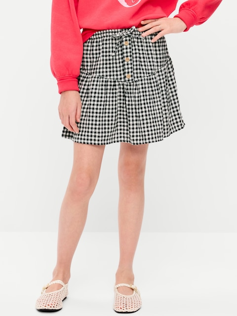 Linen-Blend Buttoned Skirt for Girls