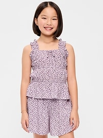Image number 1 showing, Printed Sleeveless Ruffled Top for Girls