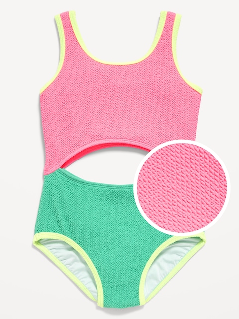 MAILLOT DE BAIN UNE PIÈCE TEXTURÉ À DÉCOUPES POUR FILLE