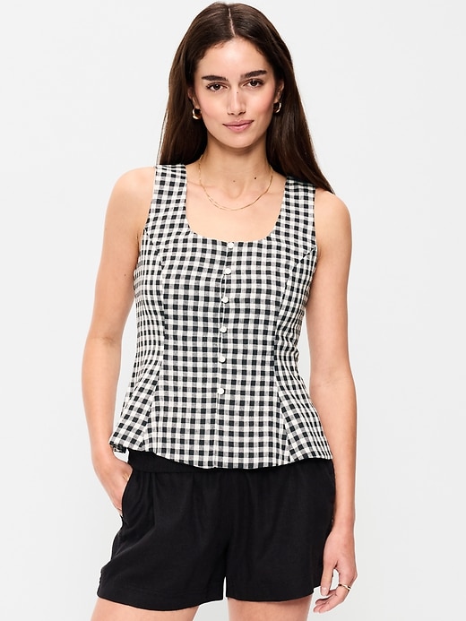 Image number 1 showing, Button-Down Linen Swing Top